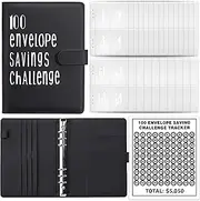 MATHARAGO 100 Envelope Savings Challenge Binder, Money Saving Challenge Binder, 6 Ring A5 Binder, 100 Day Money Saving Challenge for $5,050 Cash Canada (Black)