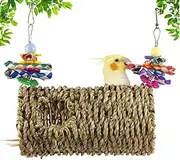 Vehomy Seagrass Bird House with Holes - Natural Hanging Hammock Swing Nest for Bird, Parrot, Hamster