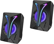 FUNNETOYU 1Pair RGB Tabletop Speakers USB Powered Stereo Gaming Speakers with Lighting for Music and Video Enjoyment Compact Design with Audio Input for Desktop Use