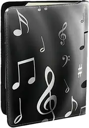 [JEJEA] Music Print Travel Organizer Credit Cards Case Passport BookPassport Holder Cover Wallet forTraveling,, Black, One Size