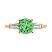 2.0Ct Round Cut Green Gemstone Solid Gold Engagement Promise Statement Ring