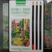 Crayola 24CT BLEND & SHADE COLORED PENCILS with Tin Box