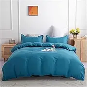 Solid Candy Color Duvet Cover Nordic Simple Red Orange Bedding Set Single Double Queen King 220x240 Bed Sheet Linens Bedclothes(Blue,Queen 4pcs 200x230)