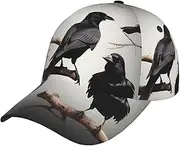 [YANYU] Black Crow Birds On A Branch Print Adjustable Snapback Hat Baseball Cap Comfortable and Stylish for Men and Women, Black, One Size