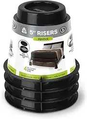 [Slipstick] CB671 5 Inch Bed Risers/Furniture Raisers with Steel Reinforced Holder Top, Lifts Height 5" (4 Pack) Supports 2,640 Pounds, Round, Black, Stackable with CB674 & CB672