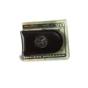 PREMIUM LEATHER MAGENTIC MONEY CLIP - BUCK DEER CONCHO - CHOCOLATE