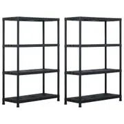 Storage Shelf Racks 2 pcs Black 220 kg 90x40x138 cm Plastic
