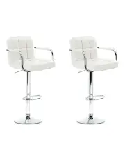 [Artiss] Leather Kitchen Gas Lift x2 Bar Stools Chairs in White