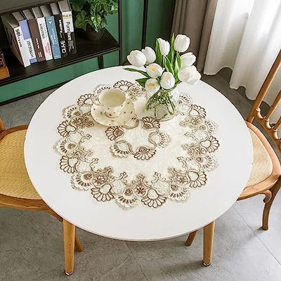 Lace Small Round Tablecloth Doilies Table Topper Scarf Embroidered Farmhouse
