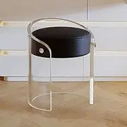 Transparent Acrylic Makeup Stool, Dressing Table Makeup Chair, Compact Makeup Stool, Artistic Makeup Chair, Soft Cushion, Can Be Placed Under The Table,Black