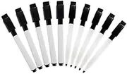 10 Pcs Dry Erase Black Markers with Cap and Eraser Fine Tip Dry Wipe White Board Pens Perfect for Dry Erase Boards and Whiteboards