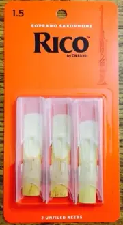 Rico Soprano Saxophone Reeds #1.5 (3-pack) orange box RIA0315
