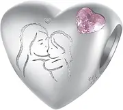 [DOYIS] Mother and Daughter Charms for Pandora Bracelets,925 Sterling Silver Heart Zirconia Beads Charms,Mother Day Gift Jewelry for Women Girls