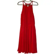 Banana Republic Red Chiffon Sleeveless Lined Elastic Waist Dress Size Small NWT