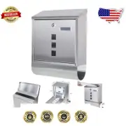 Large Secure Mailbox – 15.4" x 12" Stainless Steel Wall Mount with Key Lock