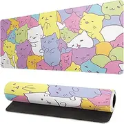 Brecoy Kawaii Cats Gaming Mouse Pad, Extended Large Mat Desk Big Computer Keyboard Stitched Edges Mousepad, 3mm Thick Long Non-Slip Rubber Base Mice 31.5 X 11.8 Inch Extended X-Large