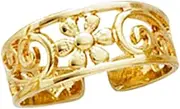 [JewelryWeb] 14k Yellow Gold Filigree Flower Center toe ring-toe ring for Women