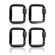 4 Pcs Square Carabiner with Screw Clasps Keychain Climbing Button Camping Hook
