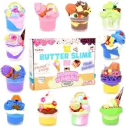Fluffy Slime Kit for Boys Girls, 12 Color Soft Scented Slime Ice Cream Making Se