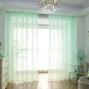 PHILEASY Window Sheer Light Green Curtains 160 Inches Long 2 Panels Sheer Curtains Sheer Curtain Clear Transparent Basic Rod Pocket Panel 15 Colors 10 Size for Bedroom Living Room Yard Kitchen