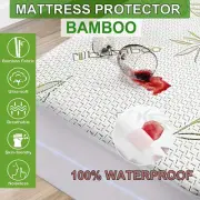 Natural Bamboo Matress Waterproof Mattress Protector Bed Single King Queen