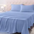 Size Bed Sheet Set - 3 Piece Soft Microfiber Sheets with Twin Chambray Blue