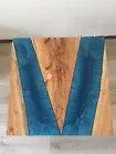Blue Wood Epoxy Resin Dining Table, Silicone Molds For Epoxy Resin Table Decors