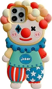 [YAKVOOK] for iPhone 14 Pro Max, Kawaii Clown 3D Silicone Cartoon Case, Fun Cute Soft Rubber Shockproof Protective Case for Women Girls