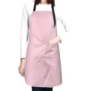 Perinsto Pink Waterproof Apron With 2 Pockets Kitchen Chef Aprons Bibs For