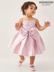 Monsoon Pink Baby Juniper Satin Lace Bow Bridesmaid Dress (W29676) | $111 - $122