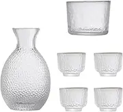 Wine Jug Glass Sake Set Japanese Sake Set Saki Cup Set Hot and Cold Sake Container Sake Pot Set with 4 Cups and Wine Warmer Wine Glass