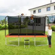 Costway430 cm x 250 cm Rectangular Trampoline with Enclosure Net for Kids and Adults-Orange