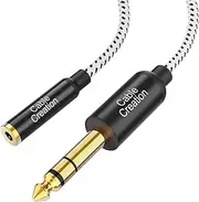 1/4 to 3.5mm Adapter Cable, CableCreation TRS 6.35mm Male to 3.5mm Female Stereo Jack Audio Adapter for Amplifiers, Guitar, Keyboard Piano, Laptop, Home Theater, Phone, 1FT