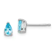 14k White Gold 5x3mm Pear Blue Topaz Earrings