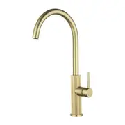 Brass Kitchen Mixer Tap Sink Vanity Faucet Swivel Spout Knurled Brush Gold 399mm
