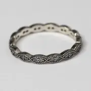 New Authentic Pandora SPARKLING LEAVES Sterling Silver Ring 7.5/56 190923CZ