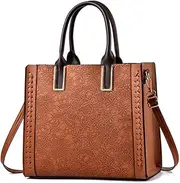 [ANNI RIEL] Women Retro Handbag Large Leather Tote Bag Ladies Top Handle Satchel Purse Fashion Crossbody Bag with Zipper