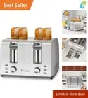 Versatile 4-Slice Toaster in Brushed Stainless Steel - Defrost & Bagel Functions