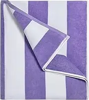 LULUHOME Large Oversized Beach Towel - Big Cotton 36 x 70 Inch Striped Pool Towel, Large Cabana Soft Swimming Towel for Adult Men Women,Purple