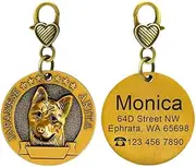 Custom Engraved Copper Plated Dog Tags Nameplates Personalized Pet ID Tags Anti-Lost Engravable Pet Tags Pendants Pet Collar Accessories,Japanese Akita