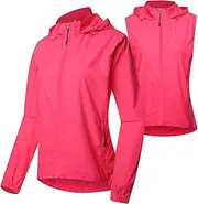 [JQslycdmv] Cycling Windproof Jackets for Women, Hood Lightweight Reflective Packable Running Jacket