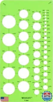 Westcott T-800 Small Circles Template, Plastic Geometric Shapes Template Tool