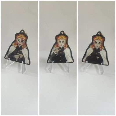 1 pcs Kyojuro Rengoku Demon Slayer 3D Lenticular Motion Keychain, double sided