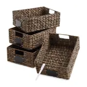 4pk Hyacinth 10x13x5 Pantry Baskets, Wicker Kitchen Cabinet Storage Bin Espresso