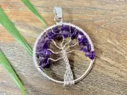 Amethyst Tree Of Life Pendant Gemstone Specimen Chakra Crystal Stone Jewelry