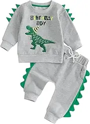 [wybzd] Toddler Baby Boy Dinosaur Birthday Outfit T-shirt Top Shorts Pants Set Fast One Tow 2nd Birthday Clothes 1-5Y