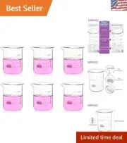 Set of 6 Premium 500ml Borosilicate Glass Beakers - Low Form, Double Scale