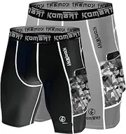 [KOMBAT USA] Compression Shorts Pro Grey and Black for Men | Running Shorts | Men Athletic Breathable Shorts with Pockets