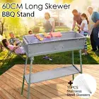 60CM Zinc-Iron Alloy Charcoal Hibachi BBQ w/ Stainless Steel Grill Rack & Skewer