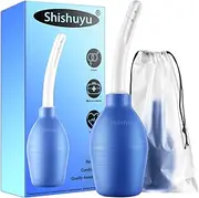 10 oz Enema Bulb Kit with Storage Bag- or Vaginal Silicone Douche for Men or Women - Comfortable Cleaner（Blue）